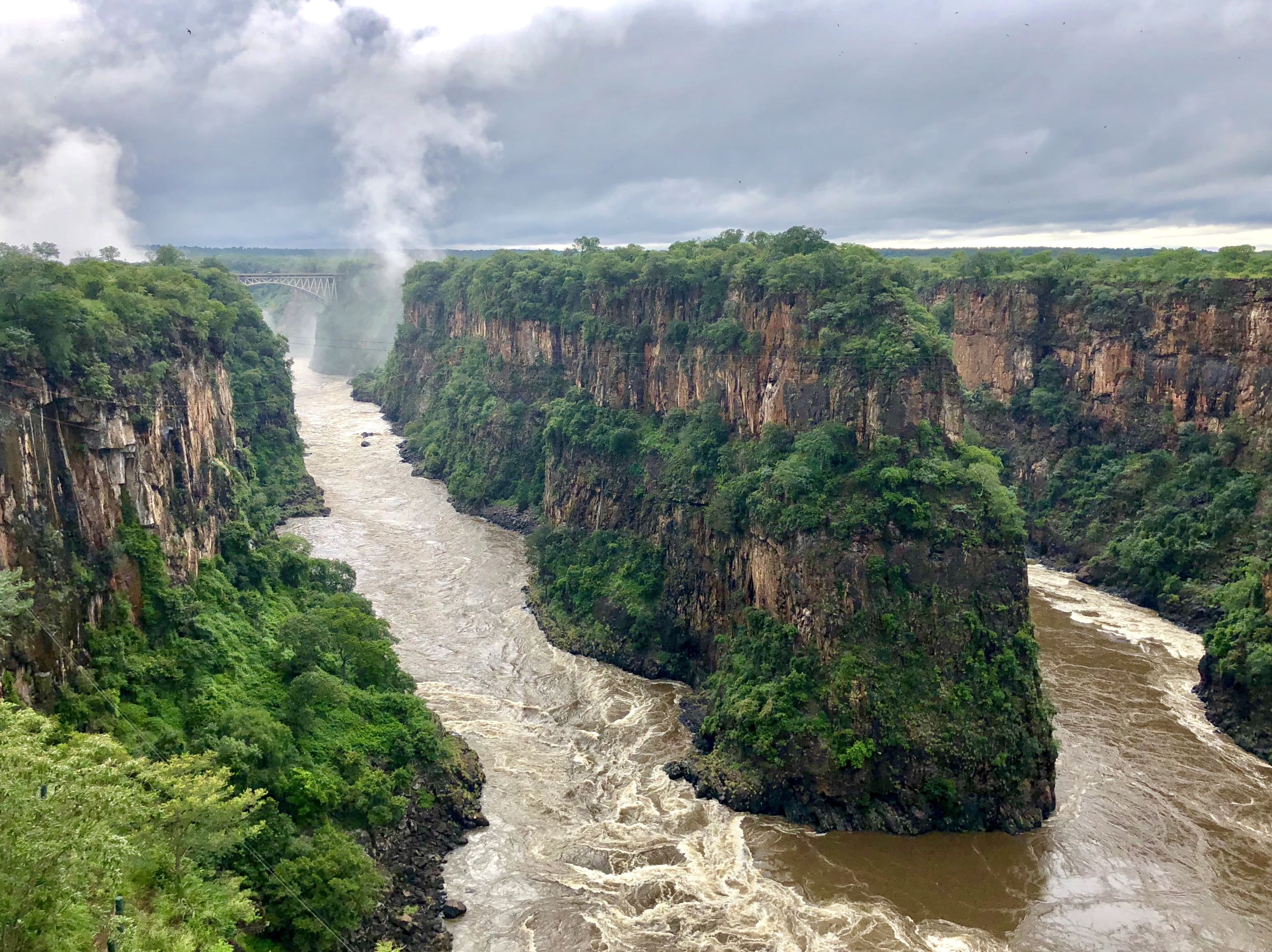 Fast-moving Zambezi river water in the Victoria Falls region.