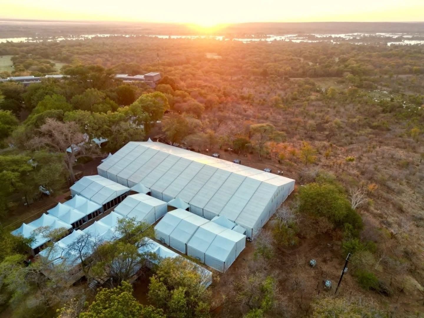 Victoria Falls framed by lush greenery in Zimbabwe.